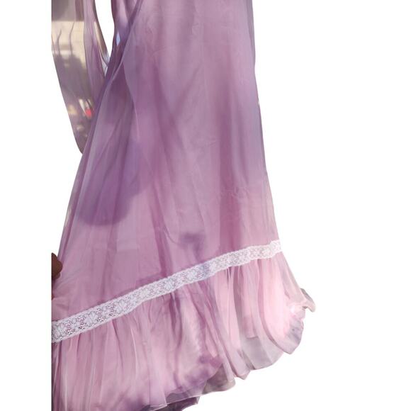 Vtg 60s 70s Sylvia Ann Lavender Lilac Pastel Wedding Bridal Formal Dress Sz 16 - Picture 5 of 9